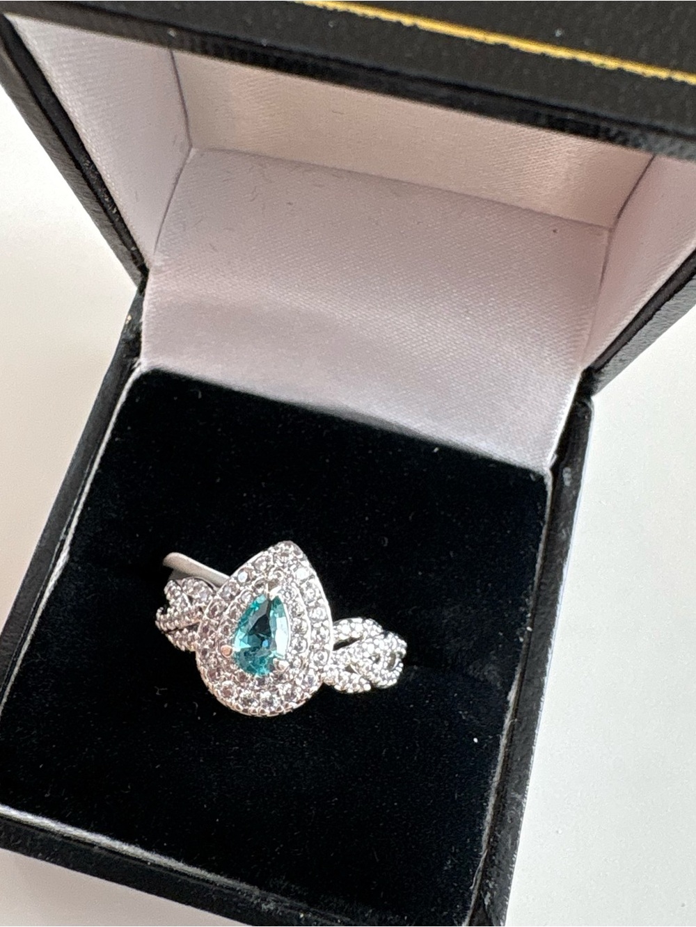 Bomb Party Main Character Era Ring RG62184 Paraiba Tourmaline Rhodium Plating